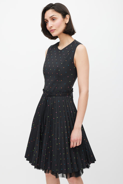 Red Valentino Black & Multicolour Pleated Star Dress
