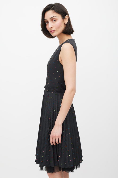 Red Valentino Black & Multicolour Pleated Star Dress