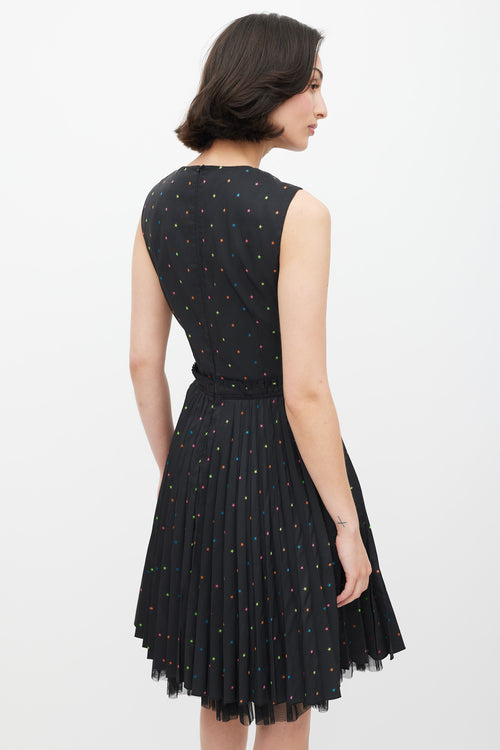 Red Valentino Black & Multicolour Pleated Star Dress
