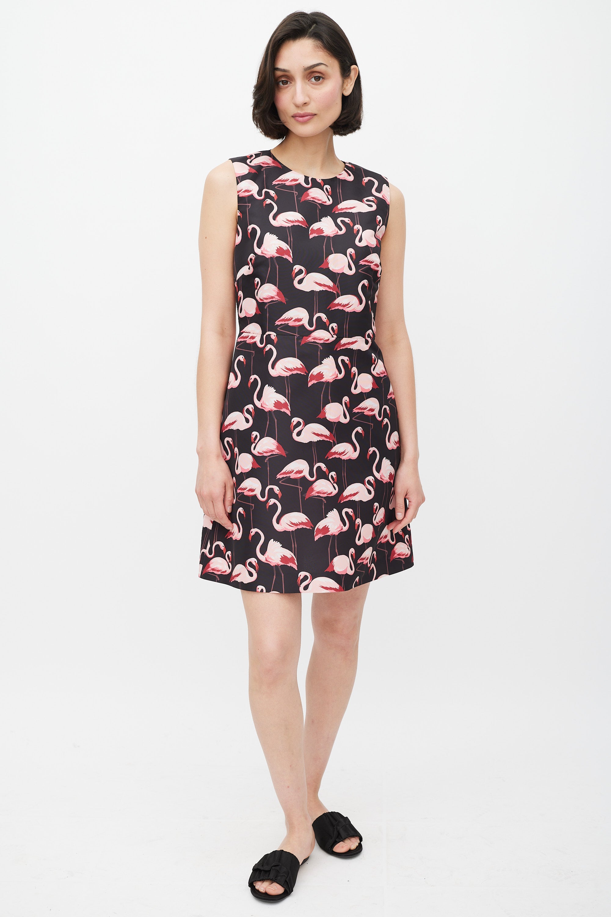 Red Valentino Black & Pink Patterned Dress