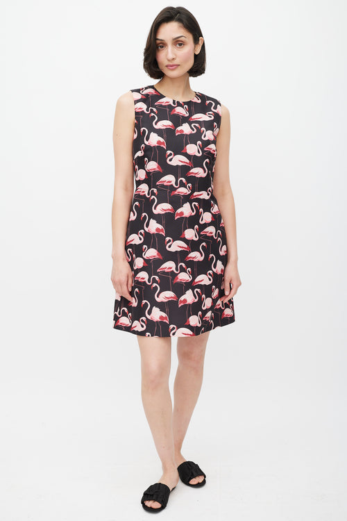 Red Valentino Black & Pink Patterned Dress