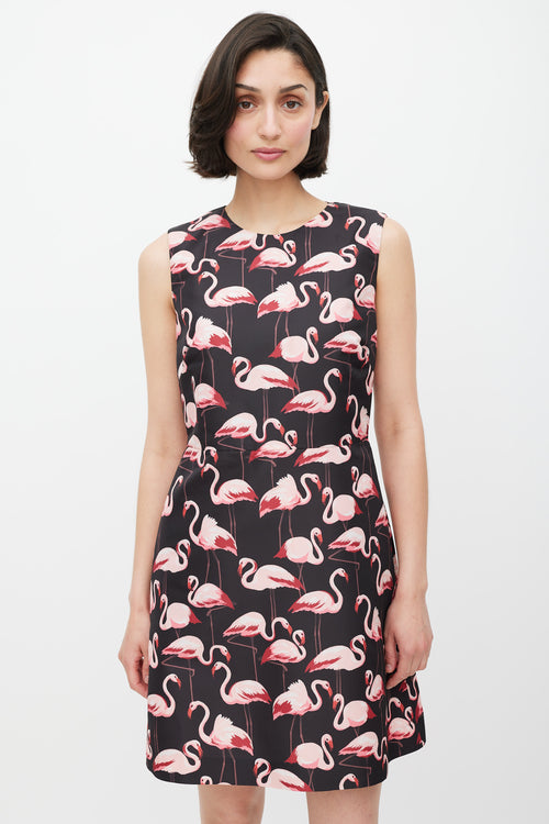 Red Valentino Black & Pink Patterned Dress