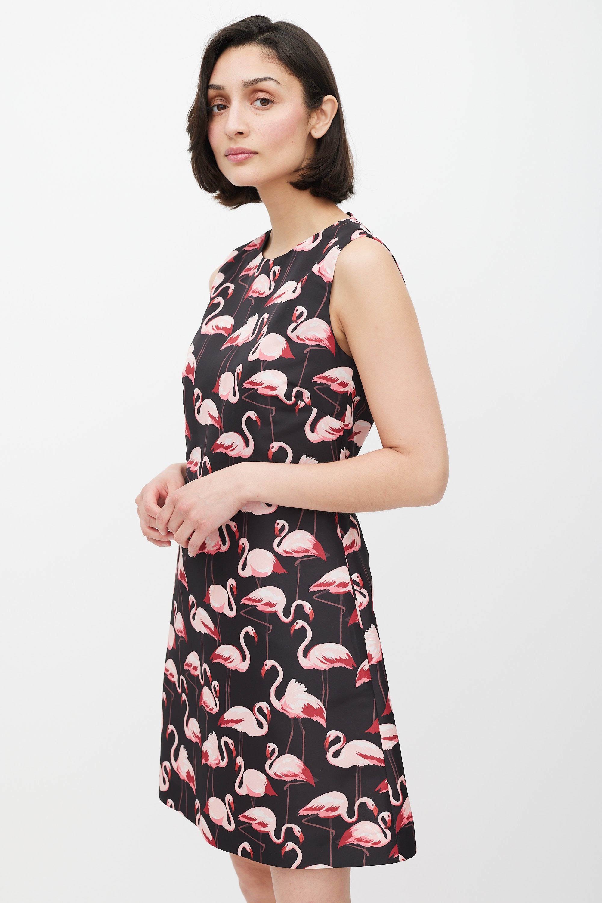 Red Valentino Black & Pink Patterned Dress