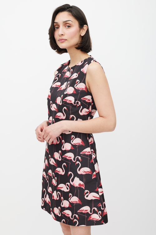 Red Valentino Black & Pink Patterned Dress