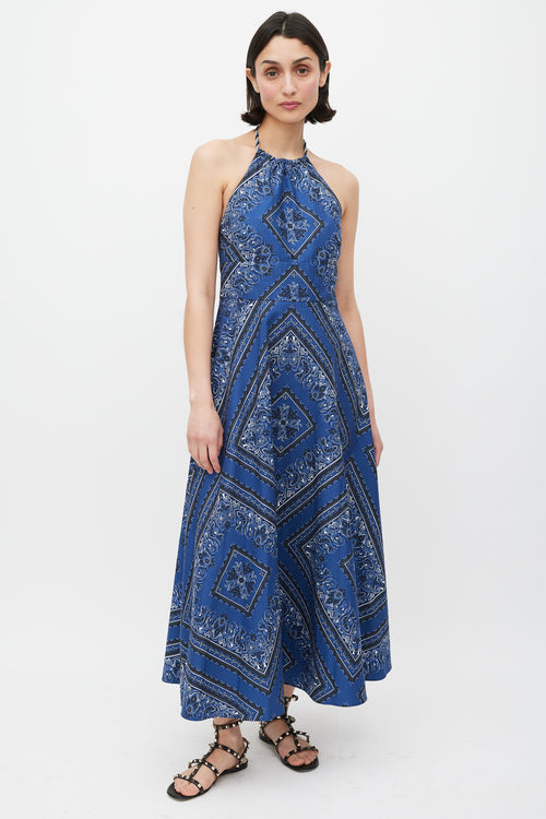 Red Valentino Blue Black & White Printed A-Line Dress