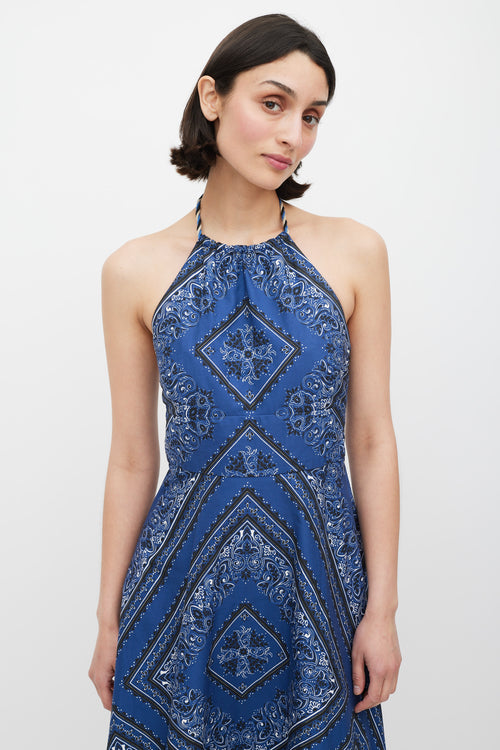Red Valentino Blue Black & White Printed A-Line Dress