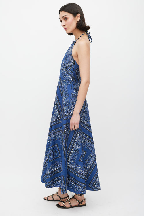Red Valentino Blue Black & White Printed A-Line Dress