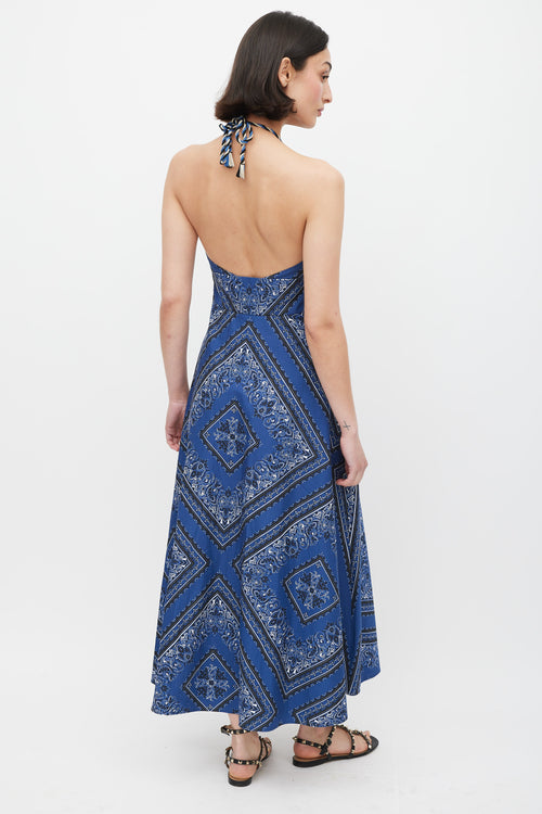 Red Valentino Blue Black & White Printed A-Line Dress