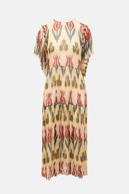 Red Valentino Crinkled Silk Printed Dress