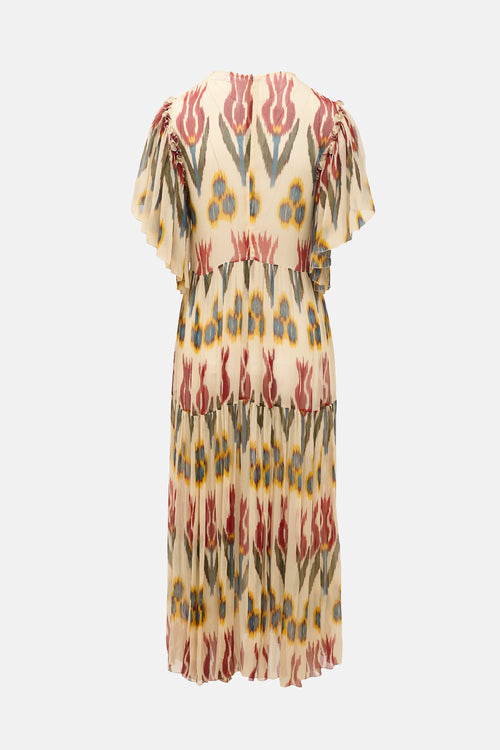 Red Valentino Crinkled Silk Printed Dress