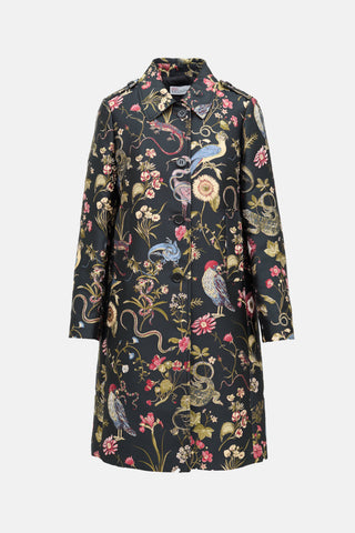 Floral Jacquard Trench Coat