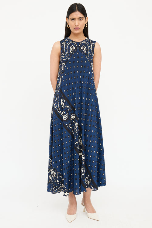 Red Valentino Abstract Sleeveless Semi Sheer Dress
