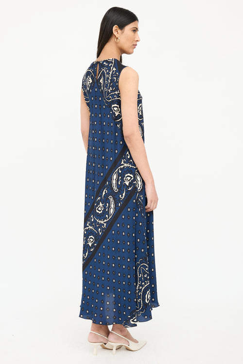 Red Valentino Abstract Sleeveless Semi Sheer Dress