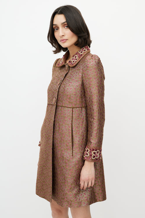 Red Valentino Purple & Gold Brocade & Sequin Coat