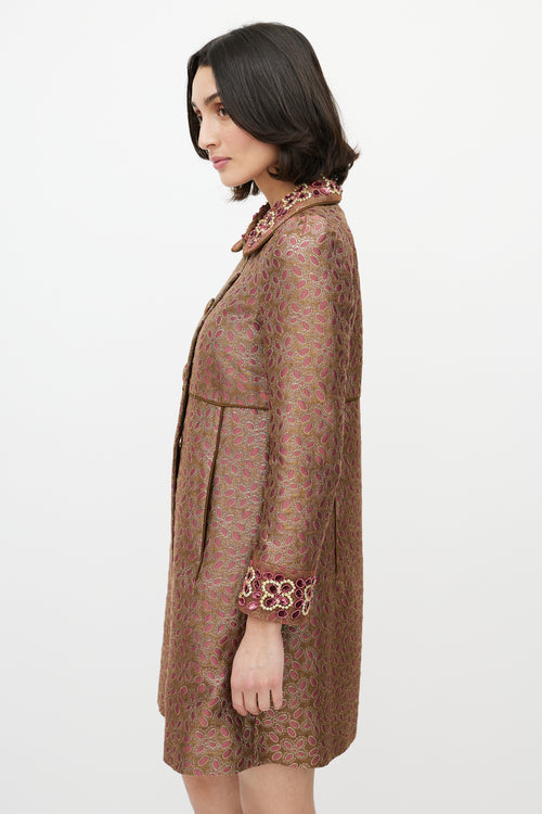 Red Valentino Purple & Gold Brocade & Sequin Coat