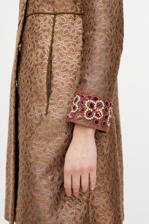 Red Valentino Purple & Gold Brocade & Sequin Coat