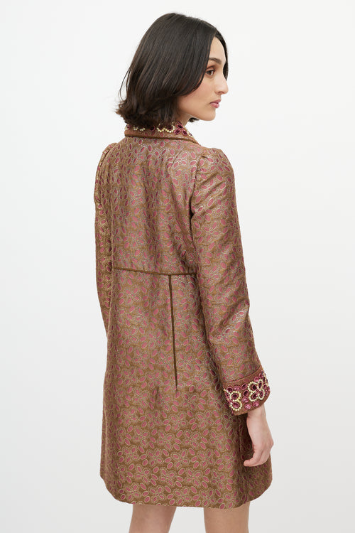 Red Valentino Purple & Gold Brocade & Sequin Coat