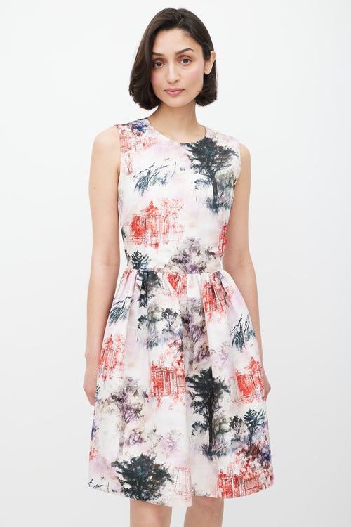 Red Valentino White & Multicolour Floral Print Dress