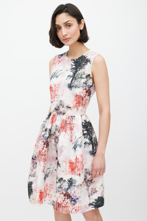 Red Valentino White & Multicolour Floral Print Dress