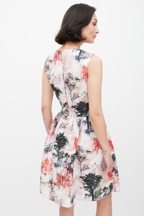 Red Valentino White & Multicolour Floral Print Dress