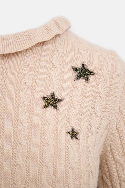 Red Valentino Wool Cable Knit Star Sweater