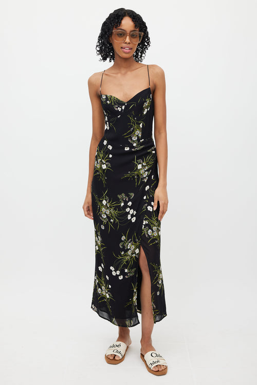 Reformation Black & Multi Floral Dress