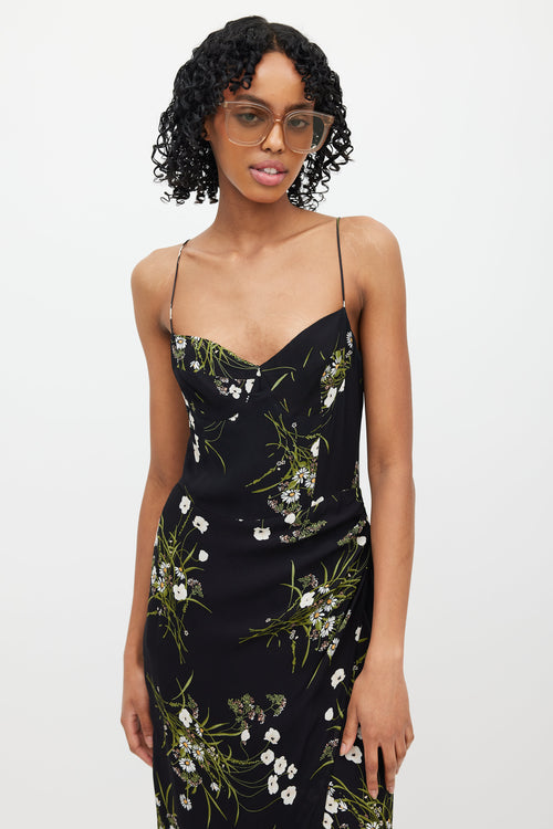 Reformation Black & Multi Floral Dress