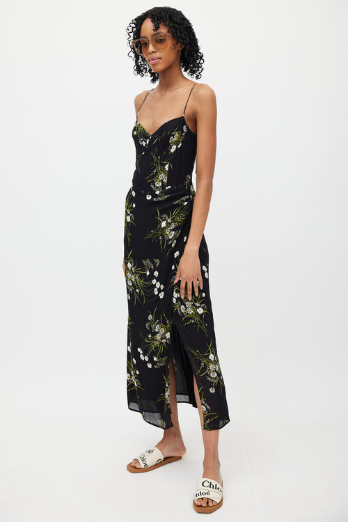 Reformation Black & Multi Floral Dress