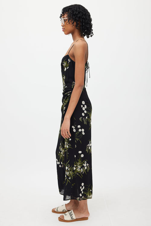 Reformation Black & Multi Floral Dress