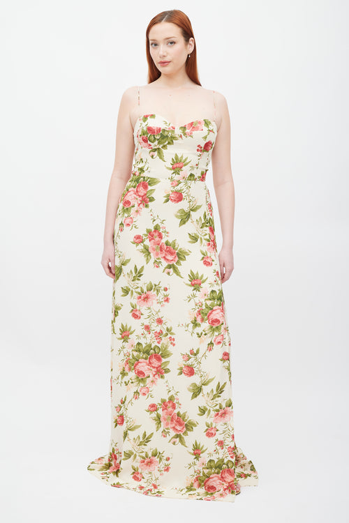 Reformation Cream & Pink Floral Melita Dress