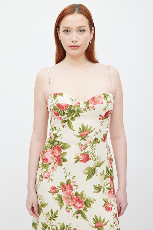 Reformation Cream & Pink Floral Melita Dress