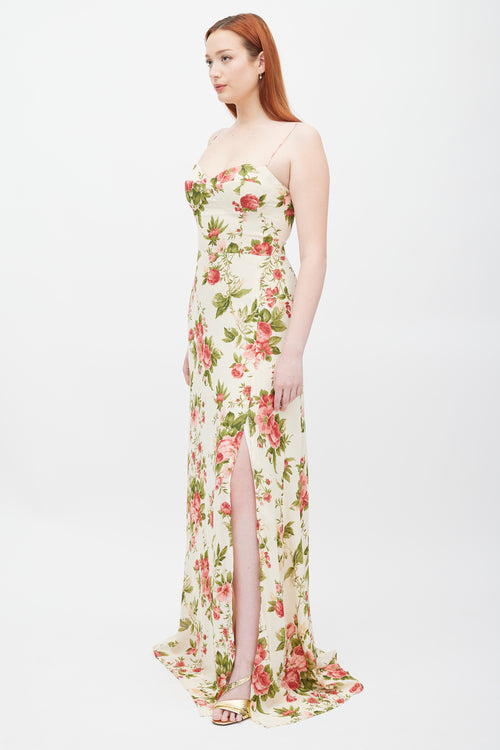 Reformation Cream & Pink Floral Melita Dress