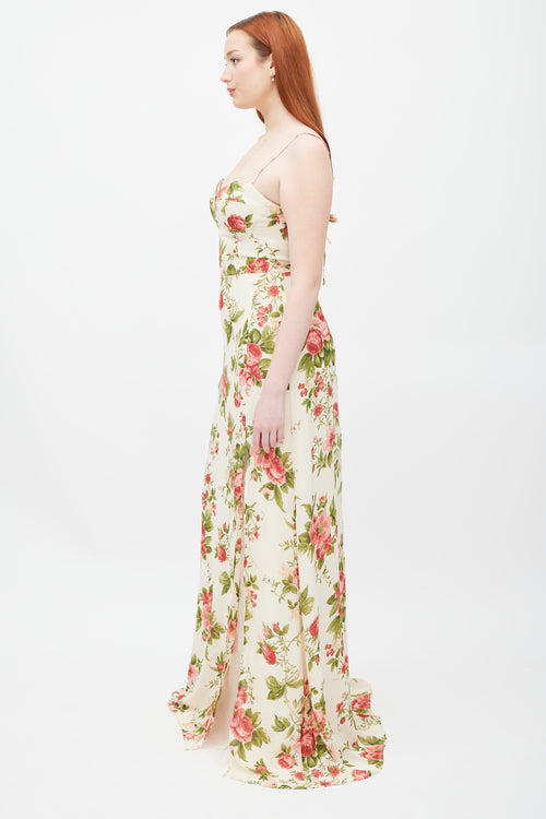 Reformation Cream & Pink Floral Melita Dress