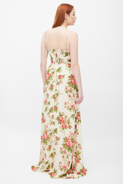 Reformation Cream & Pink Floral Melita Dress