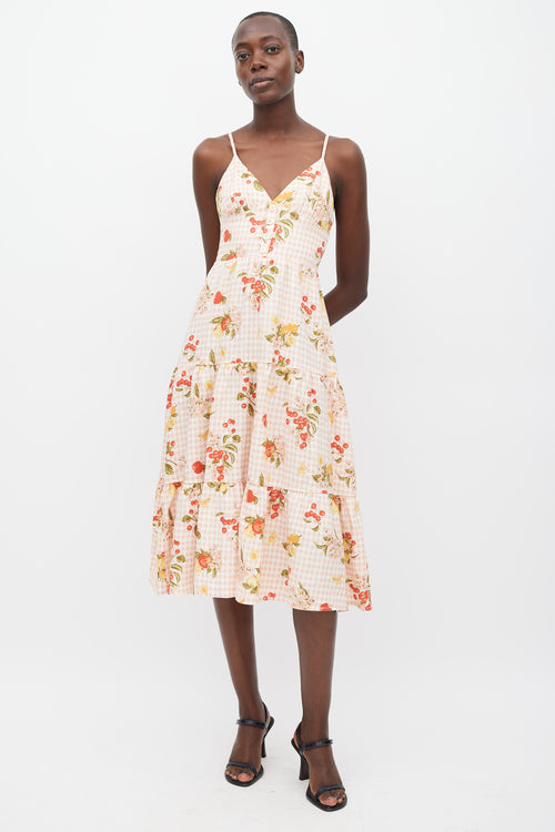 Reformation Pink & Multicolour Linen Printed Adria Dress
