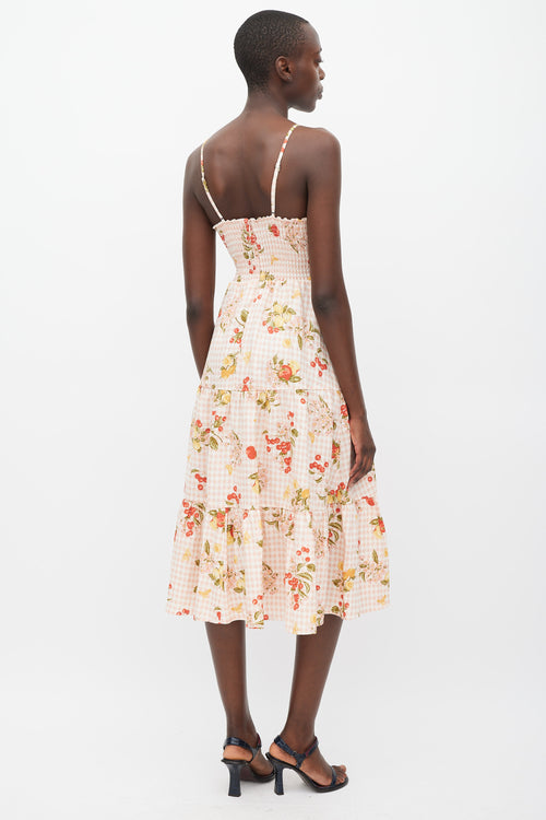 Reformation Pink & Multicolour Linen Printed Adria Dress