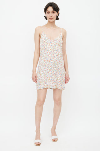 Reformation White & Multi Floral Mini Dress
