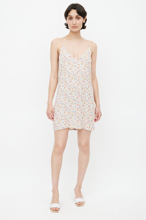 Reformation White & Multi Floral Mini Dress