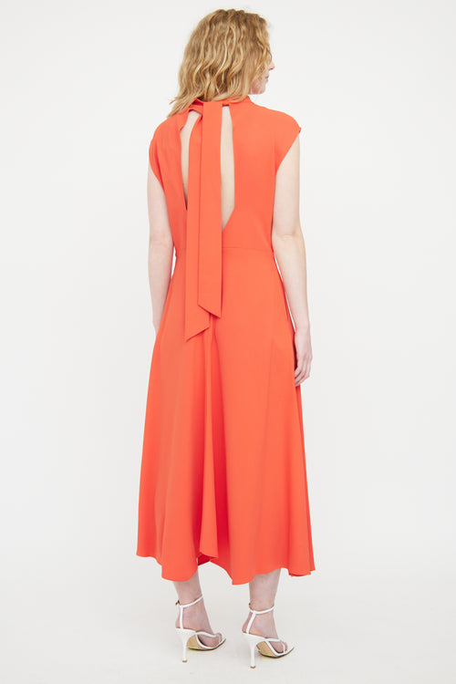 Reiss Orange Pleated Maxi Dress