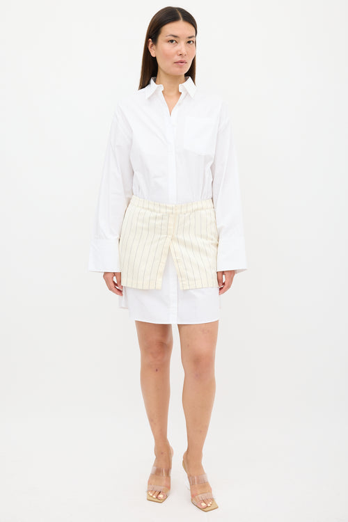 Remain Birger Christensen White & Cream Layered Suiting Dress