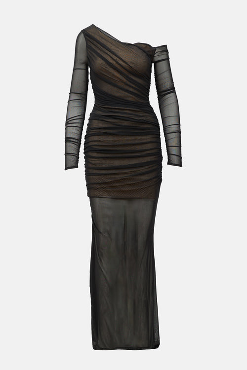 Retrofête Rhinestone Underlayer Ruched Dress
