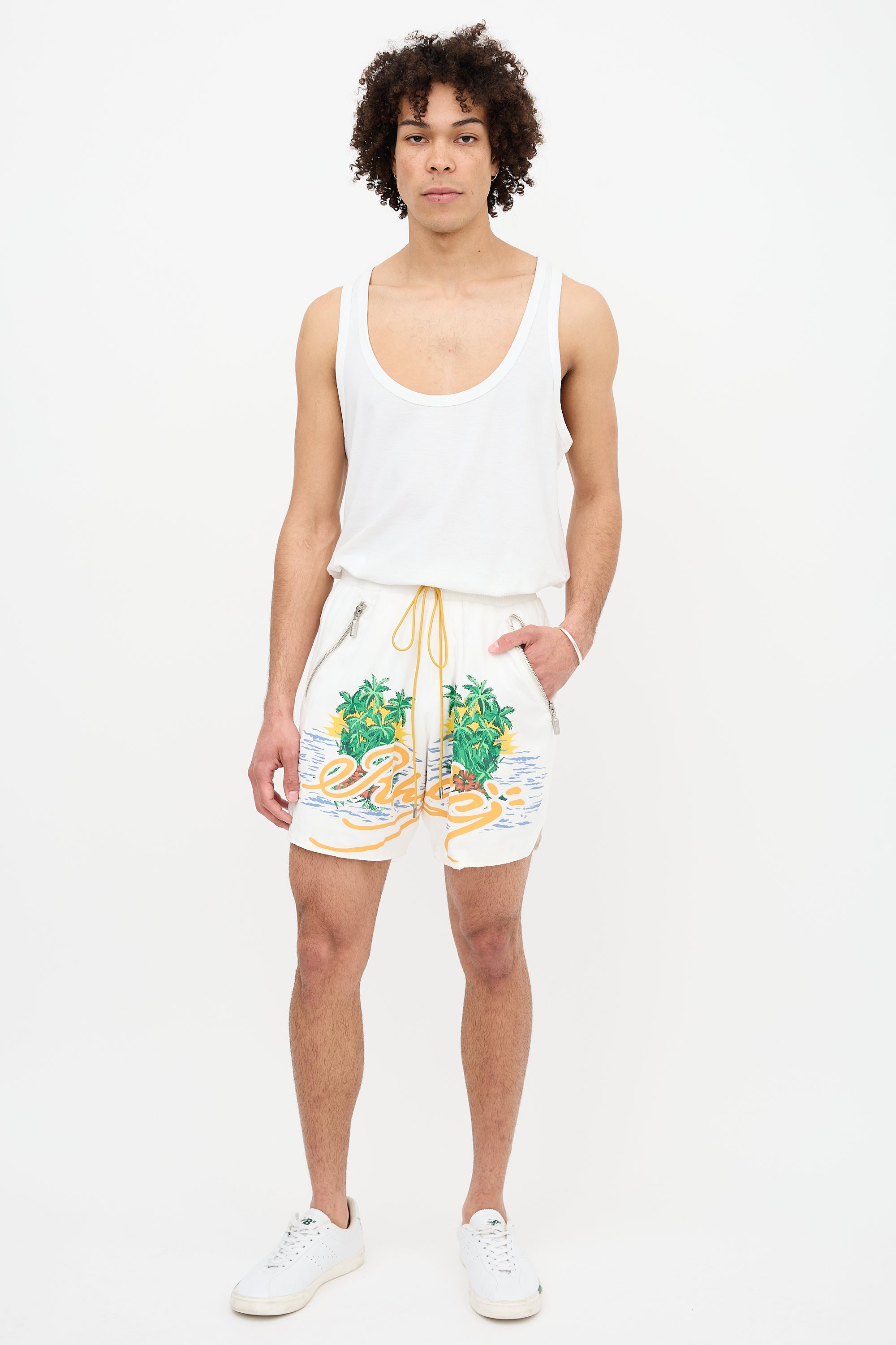 Rhude Canvas Logo Printed Shorts