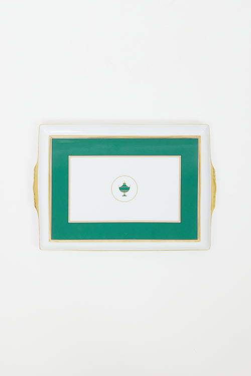 Richard Ginori White & Green Porcelain Contessa Rectangular Platter
