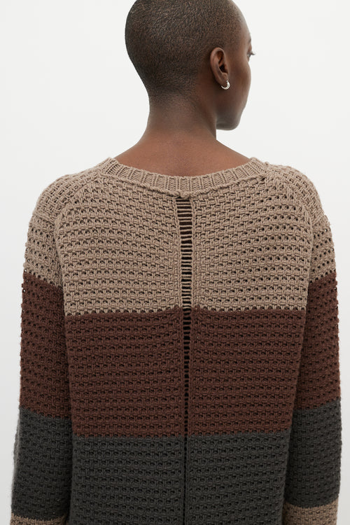 Rick Owens Beige & Brown Striped Knit Maxi Dress