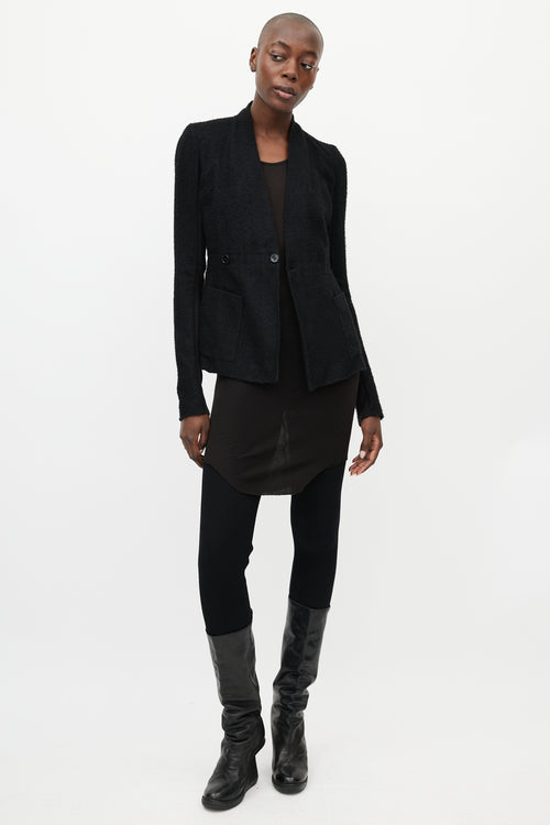 Rick Owens Black Cashmere & Silk V-Neck Jacket