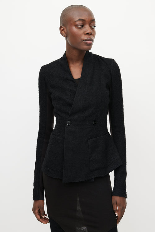 Rick Owens Black Cashmere & Silk V-Neck Jacket