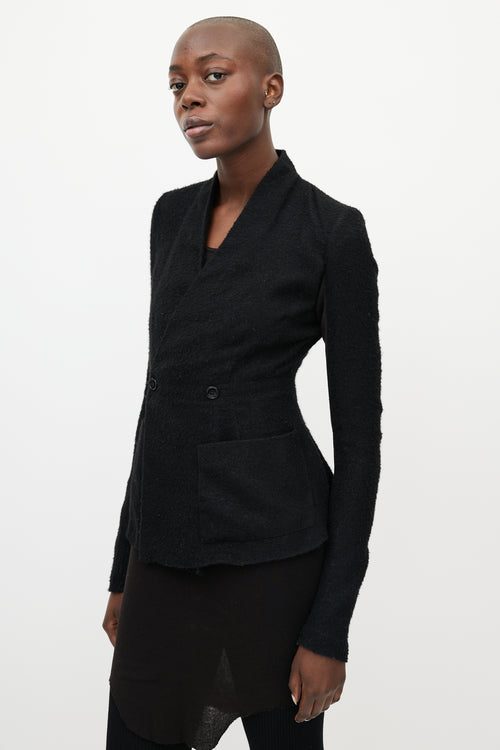 Rick Owens Black Cashmere & Silk V-Neck Jacket