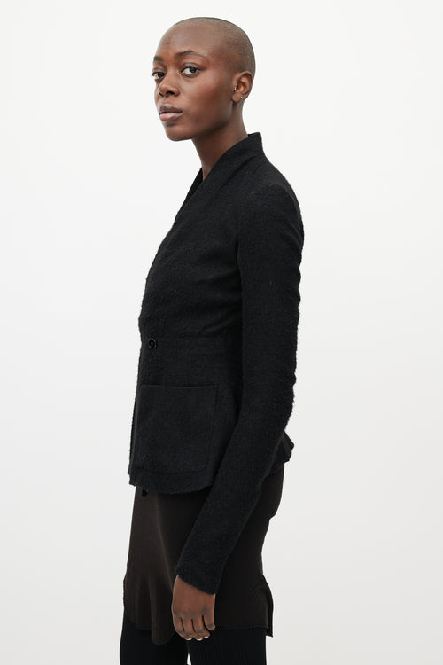 Rick Owens Black Cashmere & Silk V-Neck Jacket