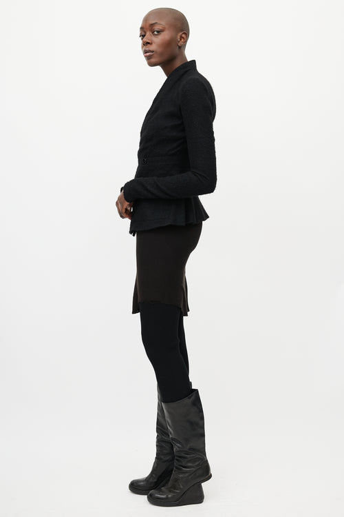 Rick Owens Black Cashmere & Silk V-Neck Jacket