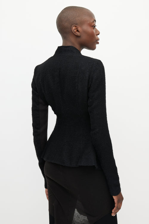 Rick Owens Black Cashmere & Silk V-Neck Jacket